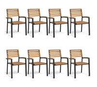 vidaXL Chaises de jardin empilables 8pcs bois massif d'acacia et métal 3155427