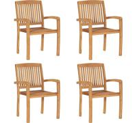 vidaXL Chaises de jardin empilables avec coussins 4 pcs. Bois massif teck