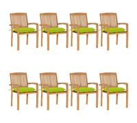 Vidaxl Chaises De Jardin Empilables Avec Coussins 8 Pcs Teck Solide