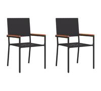 Vidaxl Chaises De Jardin Empilables Avec Coussins - Set De 2 Pièces En Rattan Poly Noir