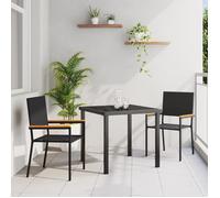 vidaXL Chaises de Jardin Empilables avec Coussins - Set de 2 Pièces en Rattan Poly Noir 42006825