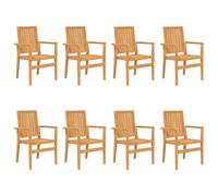 Vidaxl Chaises De Jardin Empilables Lot De 8 56,5x57,5x91 Cm Bois Teck