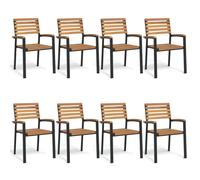 vidaXL Chaises de jardin empilables – Lot de 8 – Bois d'acacia et métal