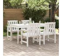 Chaises de Jardin Ensemble de 4 Design à Lattes Blanches HDPE Mobilier de Jardin Confortable avec Accoudoirs Idéal 3335795