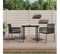 vidaXL Chaises de jardin et coussins lot de 2 noir 54x60,5x83,5 cm 364102
