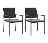vidaXL Chaises de Jardin et Coussins Lot de 2 Noir 54x62,5x89 cm rotin, siège de Jardin, Chaise de Patio, Chaise de Balcon, Chaise d'extérieur