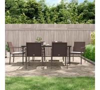 Lot de 6 chaise H. 84 cm empilable non pliable en rotin exterieur marron