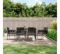 Lot de 6 chaise H. 83.5 cm empilable non pliable en resine tressee exterieur noir