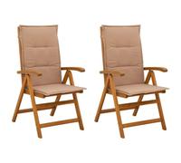 vidaXL Chaises de Jardin inclinables 2 pc Naturel Bois d'Acacia Massif