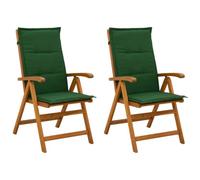 vidaXL Chaises de Jardin inclinables 2 pc Naturel Bois d'Acacia Massif
