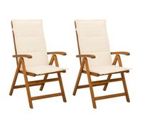 vidaXL Chaises de Jardin inclinables 2 pc Naturel Bois d'Acacia Massif