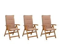 vidaXL Chaises de Jardin inclinables 3 pc Naturel Bois d'Acacia Massif