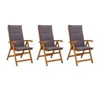 vidaXL Chaises de Jardin inclinables 3 pc Naturel Bois d'Acacia Massif