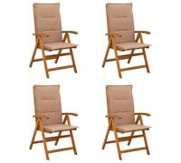 vidaXL Chaises de Jardin inclinables 4 pc Naturel Bois d'Acacia Massif