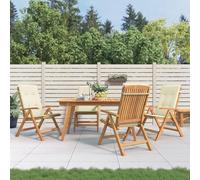 Lot de 6 Chaises de Jardin Inclinables avec Coussins Siège Bois Teck vidaXL