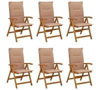 vidaXL Chaises de Jardin inclinables 6 pc Naturel Bois d'Acacia Massif