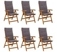 vidaXL Chaises de Jardin inclinables 6 pc Naturel Bois d'Acacia Massif