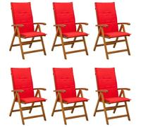 vidaXL Chaises de Jardin inclinables 6 pc Naturel Bois d'Acacia Massif