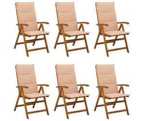 vidaXL Chaises de Jardin inclinables 6 pc Naturel Bois d'Acacia Massif