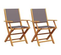 vidaXL Chaises de jardin 367670 - lot de 2 pliables bois acacia massif anthracite tissu