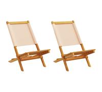 Vidaxl Chaises De Jardin Lot De 2 Beige Bois D'acacia Massif Et Tissu