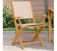 Chaises de jardin lot de 2 beige bois d'acacia massif et tissu, siège de jardin, assise extérieure, chaise pliable, assise de jardin