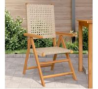 vidaXL Chaises de jardin lot de 2 367653 – Bois massif d'acacia et rotin, beige, pliables