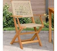 vidaXL Chaises de Jardin Lot de 2 Beige Bois Massif d'acacia et rotin, siège de Jardin, siège d'extérieur, Chaise Pliable, siège de Jardin