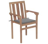 Vidaxl Chaises De Jardin Lot De 2 Et Coussins Gris Bois De Teck Massif