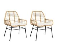 vidaXL Chaises de Jardin Lot de 2 et Coussins Marron rotin, siège de Jardin, siège d'extérieur, Chaise d'extérieur, siège de Jardin, Chaise de Patio