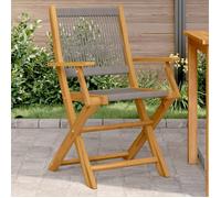 Chaises de jardin lot de 2 gris bois d'acacia et polypropylène, siège de jardin, assise extérieure, chaise pliable, 367667