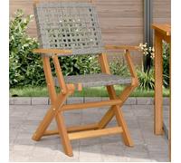 vidaXL Chaises de jardin lot de 2 gris bois massif d'acacia et rotin, siège de jardin, siège d'extérieur, chaise pliable, 367664