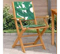 Chaises de jardin lot de 2 motif de feuilles acacia et tissu, siège de jardin, assise extérieure, chaise pliable, 367673