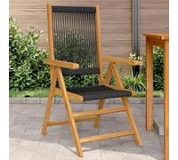vidaXL Chaises de jardin lot de 2 noir bois d'acacia et polypropylène, siège de jardin, assise extérieure, chaise pliable, 367654 Noir G
