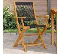 vidaXL Chaises de jardin 367666 - Lot de 2, bois d'acacia et polypropylène, pliables - Noir