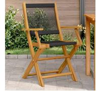 vidaXL Chaises de jardin 367666 - Lot de 2, bois d'acacia et polypropylène, pliables - Noir