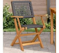 Vidaxl Chaises De Jardin Lot De 2 Noir Bois Massif D'acacia Et Rotin