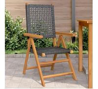 vidaXL Chaises de jardin lot de 2 noir bois massif d'acacia et rotin, siège de jardin, siège d'extérieur, chaise pliable, 367651