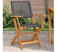 vidaXL Chaises de jardin lot de 2 noir bois massif d'acacia et rotin, siège de jardin, siège d'extérieur, chaise pliable, 367663