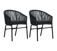 Chaises de jardin 2 pcs Noir Rotin PVC