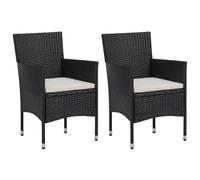 Chaises de jardin en résine tressée - vidaXL - Lot de 2 - Noir - Avec accoudoirs - Extérieur