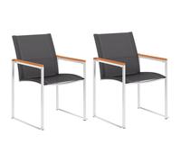 Vidaxl Chaises De Jardin Lot De 2 Textilène Et Acier Inoxydable Gris