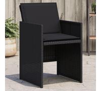 vidaXL Lot de 4 Chaises de Jardin avec Coussins, Sièges avec Dossier, Chaises à Manger, Meubles de Terrasse Patio, Noir Résine Tressée