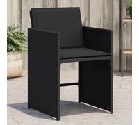 vidaXL Lot de 4 chaises de jardin en résine tressée noires avec coussins
