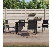 vidaXL Lot de 4 Chaises de Jardin, Sièges de Terrasse, Chaises de Balcon, Meubles de Patio Jardinage Extérieur, Noir Textilène et Acier