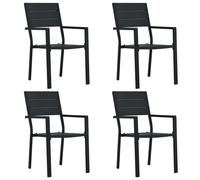 Vidaxl Chaises De Jardin 4 Pcs Noir Pehd Aspect De Bois