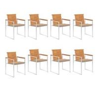Vidaxl Chaises De Jardin 8 Pcs Avec Coussins Bois D'acacia Solide