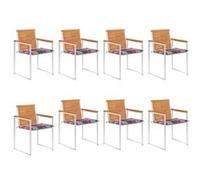 vidaXL Chaises de jardin lot de 8 avec coussins Bois d'acacia solide3078537 G