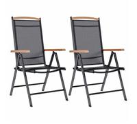 vidaXL Chaises de jardin pliables 2 pcs aluminium et textilène noir 41732