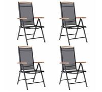 vidaXL Chaises de jardin pliables 4 pcs aluminium et textilène noir 41733